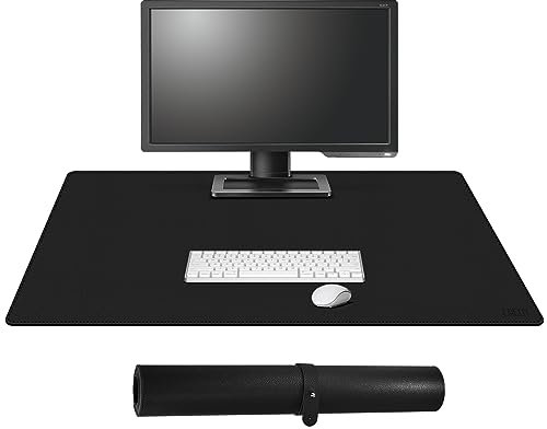 Cacoy 900x500 mm Schreibtischunterlage PU Leder, Multifunktionales Große Gaming-Mauspad XXL, Schreibtisch Unterlage, Office Schreibtischmatte, Tisch-Schutz Unterlage für Büro und Home (Schwarz)