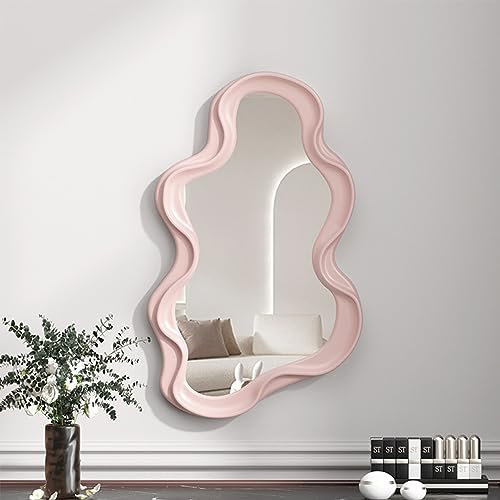 xixi-home Specchio da parete irregolare, 2025, con ganci, 26 x 41 cm, per bagno, camera da letto, soggiorno, bagno (rosa 2)