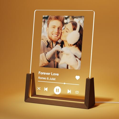 LUCKOR Personalised Spotify Picture Frame - Customised Acrylic Plaque Night Lights, Christmas Gifts for Him, Birthday Gifts Anniversary Music Gifts for Her Girlfriend Boyfriend Couples Husband Wife