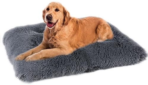 ZHULONGRUSHUI Hundebett Waschbar,Plüsch Flauschig Hundekorb Hundebett,Haustierbett,Hundesofa,Hundekissen,Rutschfestes Hundematte,Weich&Bequem,für Kleine,Mittlere&Große Hunde Katzen,Dunkelgrau