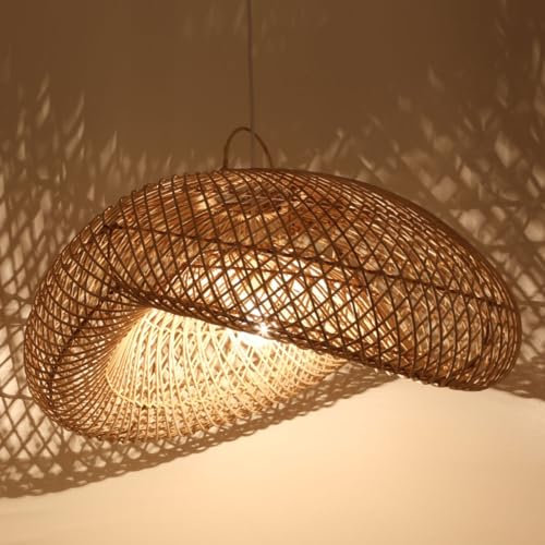 Casa Moro Rattan Lampe LUNA S aus Natur Rattan & Eisen handgefertigte Boho Chic Pendelleuchte moderne Hängelampe LP007-S