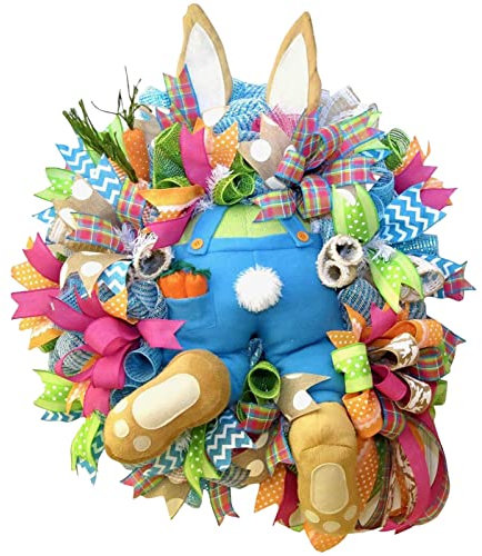 Osterkranz Mit, Osterhasenkranz, Osterhasenkranz Für Die Haustür, Hängegirlande, Ostern Mit Hintern Anhänger Künstliche Blumen Kränze, Osterkranz Deko
