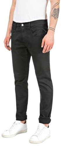 Replay Herren Jeans Anbass Slim-Fit Hyperflex Colour X-Lite mit Stretch, Schwarz (Black 040-2), 36W / 36L