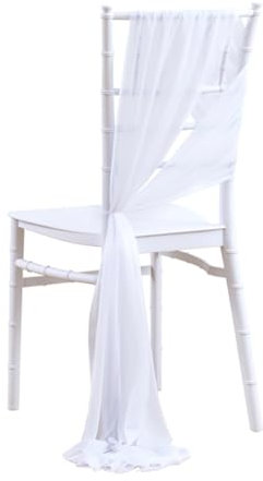 Wisafory 2 Stück Stuhl Husse Hochzeit Stuhlhussen Set Chiffon Stoff Stuhlbezug Stuhlschärpen Dekostoff Stuhl Band Stuhlhusse Stuhlüberzug Dekoration für Hochzeit Zeremonie Event Party Weiß