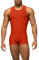 HEARTTOUCH Herren Sportbody Overall Ärmellose Bodysuit Wrestling Singuletts Athletic Body Gymnastik Trikot Leotard Ballettanzug Turnanzug (Orange,XXL)