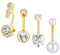 Gojewen 4er Bauchnabelpiercing 8mm Gold Chirurgenstahl Piercing Bauchnabel Bauchpiercing Herz Perle Kristall Damen Frau