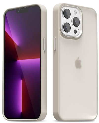 oakxco for iPhone 13 Pro Case Clear Hard Shell, Slim Thin Matte Transparent Plastic Cover & Protective Soft Silicone Rubber TPU Bumper, Girly Cute Phone Case for Women Girls, Beige Titanium