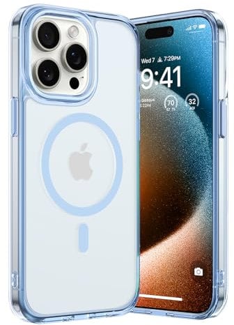 TORRAS for iPhone 15 Pro Case with MagSafe, 12FT Military Grade Shockproof, 20W Safe & Fast Charging, Titanium Action Button, Magnetic Protective for iPhone 15 Pro Cover, Light Blue