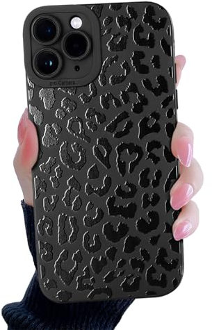 Compatible for iPhone 11 Pro Max Case, Black Small Leopard Cute Cheetah Pattern Design for Women Girls, Soft TPU Slim Profile, Anti-Slip Shockproof Protective Girly