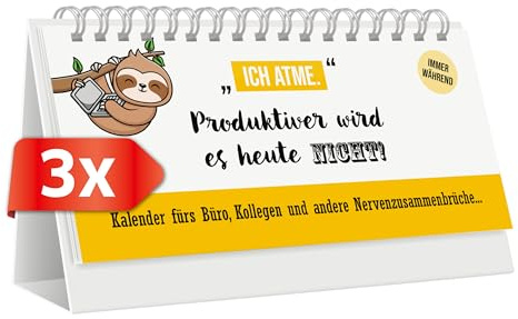 PRIMUS PRINT Tischkalender Quer 210x100 - Jahresneutral mit Inspirierenden Sprüchen | 12 Blätter, Hochwertige 250g/400g Papierqualität, Stabile WIRE-O-Bindung | Perfekt für Zuhause & Büro | 3 Stück