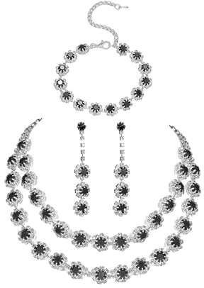 AOWVUTS Parure Mariage Bijoux pour Femme Cubique Zircone Collier Boucles D'oreilles Pendantes et Bracelet Ensemble Cristal Strass pour Mariage Fiançailles Mariée Demoiselle d'honneur Fête