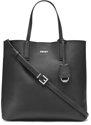 DKNY Saige Medium Tote Crossbody, Schwarz/Silber, Einheitsgröße