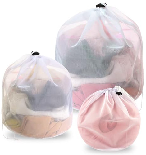 3 Pezzi Sacchetto Lavatrice,Riutilizzabile Biancheria Retina Sacchetti di Lavaggio in Rete Borsa,per Bucato Laundry Bag Wash Bag per Maglieria, Pantaloni, Reggiseno, Intima