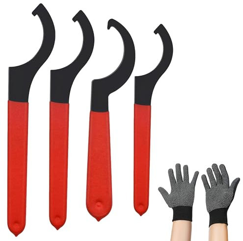 Zevmi Detacheur Juego de 4 llaves de gancho: juego de llaves roscadas ajustables, con mango antideslizante para sistemas de suspensión