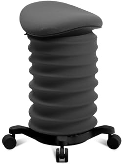 TOPSTAR Sitness 4D mit Rollen - AGR-Zertifiziert Dynamischer Sitzhocker schwarz - anthrazit, ergonomischer Bürohocker - höhenverstellbar - stärkt den Rücken - entlastet die Bandscheiben