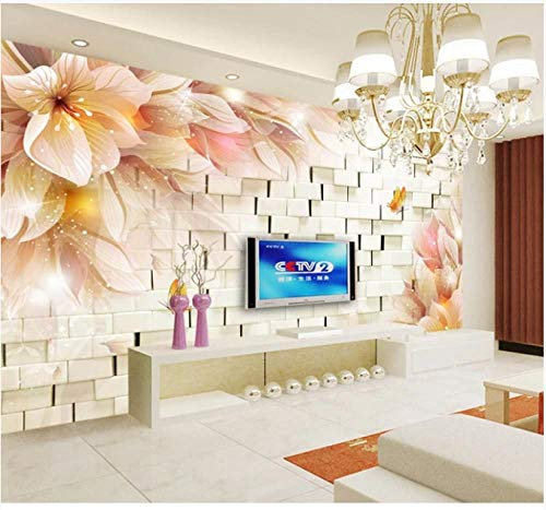 XLMING Fleur De Mur En Briques Blanches Papier Peint 3D Intissé Salon Canapé Chambre À Coucher Salle Manger Intérieure Murale-150cm×105cm