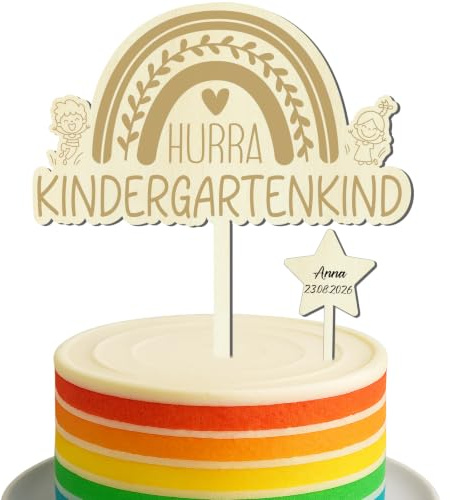Cake Topper Kindergartenkind Holz, Kindergarten Geschenk für Start