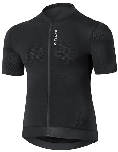 X-TIGER Herren Radtrikot Fahrradtrikot Kurzarm, Fahrrad Shirt Herren, Fahrrad Trikots T Shirt für Männer, Radsport Bekleidung mit 4 Taschen, Atmungsaktive Schnell Trocknen