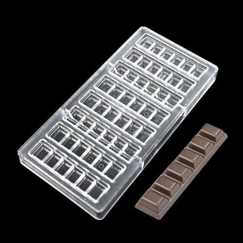 TUKE Stampo per cioccolato in policarbonato per la creazione di caramelle, 8 cavità, forma rettangolare per barrette di cioccolato, riutilizzabile, per uso alimentare, senza BPA, ideale per riempire