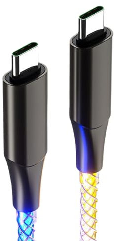 Gradient RGB illuminates USB C to C Fast Charging Cable 60W TPES Zinc Alloy Cord Universal Type C Interface