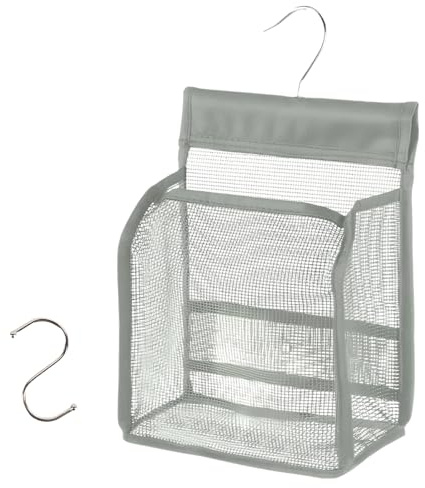 QIMMU Wäscheklammerbeutel,Klammerbeutel für wäscheklammern,Wäscheklammern korb,Mesh Shower Caddy,Wiederverwendbarer Wäscheklammerbeutel,Einfacher Aufhängehaken zur Aufbewahrung (Grau)