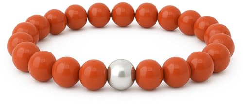 PURAJA Edelstein Armband aus echtem Naturstein | 8mm Kugelarmband mit 925 Sterling Silberperle