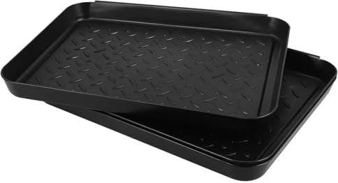 KBLDOPN 3pcs Shoe Tray Black Low Profile Thin Drip Tray Plastic Boot Large Trays Home Storage Waterproof Nonslip Snow Mat Entryway Mat For Home Garden Indoor Outdoor Shed Garage