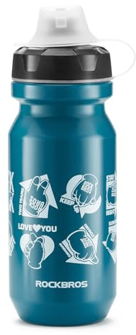 ROCKBROS Bidón de Ciclismo con Apertura Grande Ligero 600ML Azul | Botella de Agua para Bicicleta Montaña Ergonómico Antideslizante, Bidón para Gimnasio Senderismo Correr Camping