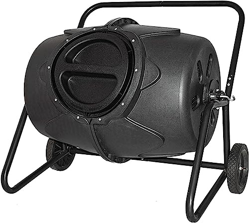Poubelle à compost de 45 gallons – Composteur rotatif d'extérieur avec deux roues et trous de ventilation pour un recyclage efficace des déchets de jardin et de cuisine