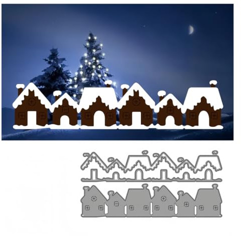Sredwtk Winter Schnee Haus Stanzschablonen Weihnachten Haus Metall Prägeschablonen Stanzformen Schneiden für DIY Karte Sammelalbum Scrapbooking Fotoalbum Deko