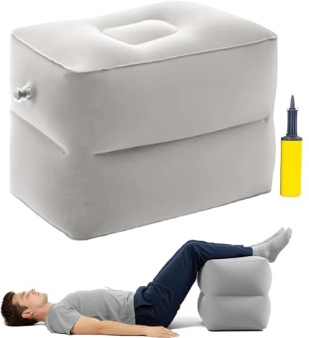 Zbozzba Bandscheibenwürfel Aufblasbar,Stufenlagerungswürfel mit Pumpe, Beinhochlagerungskissen, Multifunktionskissen Aufblasbares,für Reisen, Auto,Zuhause,Büro (Grau)