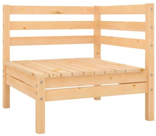 Mandloder Garten-Ecksofa Massivholz Kiefer, Robustes Outdoor Eckteil, 63,5 cm, modulares Design für Patio und Balkon, 110 kg Traglast pro Sitz