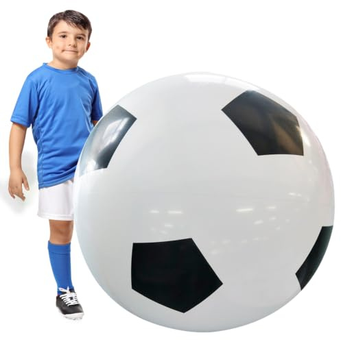 RNPKZ Fußball Ø 80 cm Groß, Riesen Aufblasbarer Wasserball, Aufblasbarer Riesen-Ball aus Robustem Gummi, Aufblasbar mit Handpumpe, Extra Großer StrandfußBall Pool Spielzeug für Indoor & Outdoor Party
