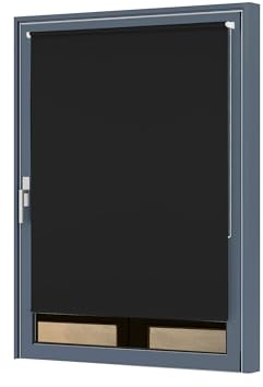 Julido Verdunklungsrollo ohne Bohren 110x150cm, Fenster Rollo Klemmfix Schwarz, Thermorollo mit Silberbeschichtung