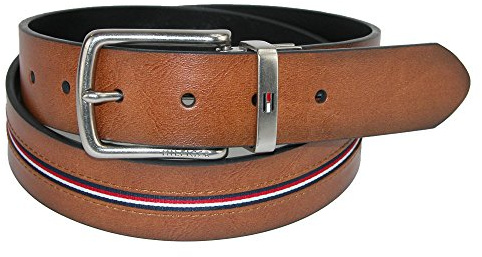 Tommy Hilfiger Men's Reversible Jean Belt with Ribbon Inlay