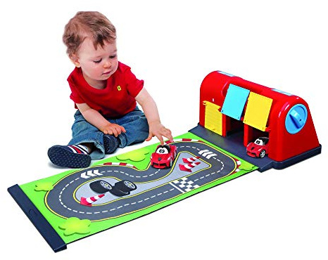 Bb Junior Roll Away Raceway: Parkhaus mit ausrollbarer Spielmatte, inkl. LaFerrari mit Soundfunktion (16-88806), Rot