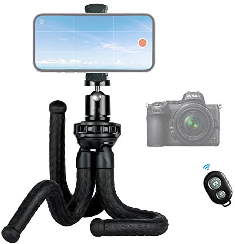 Fotopro Treppiede per cellulare, treppiede per fotocamera, treppiede flessibile di controllo remoto wireless, per auto e registrazione video, mini treppiede per fotocamera portatile