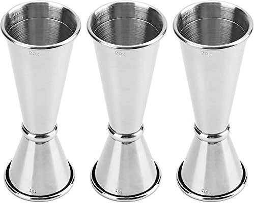 Yesland 3 Pcs Double Cocktail Jigger - Japanese Style Stainless Steel Bar Measuring Jigger 0.5 Oz to 2 Oz/15ml to 60ml -Silver Alcohol Measuring Tools(4.75 Inches/12cm)