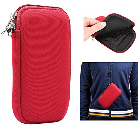 ZORSOME Neopren-Handy-Tasche für iPhone 15/14/13/12 Pro Max, 17,5 cm (6,9 Zoll), Universal-Handytasche mit Reißverschluss, Umhängebänder für Galaxy S24/S23/S22/S21 Ultra, Note 20 Ultra, Rot