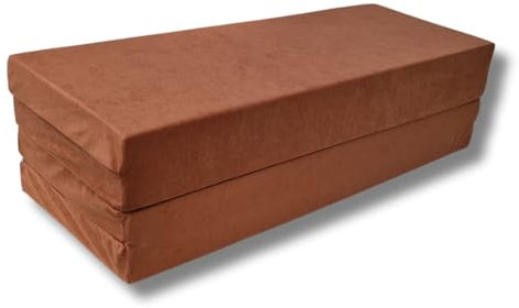 Natalia Spzoo breite Faltmatratze 180 x 120 x 8 cm Klappmatratze mit Schaumstoffkern & abnehmbarem Bezug klappbare Schlafmatte (1000 Hellbraun)