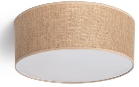 LEDKIA LIGHTING - Deckenleuchte Rund Ø450 | Stoffdesign für Wohnzimmer, Küche & Schlafzimmer | Für 3 E27-Glühbirnen | Vielseitig & Dekorativ, Camel, Textil