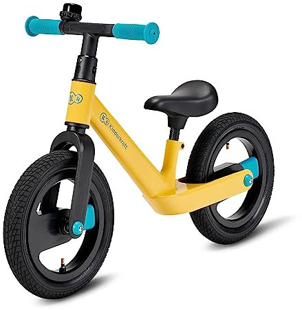 Kinderkraft GOSWIFT Laufrad 12 Zoll ab 3 Jahre, Sattel höhenverstellbar, aufgepumpten Gummireifen, Sehr beständig und leicht 4 kg, Gelb