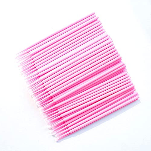 Fenshine 100 Stück Mikro-Applikatoren-Bürsten Einweg-Wimpernverlängerung Mikro-Bürsten für Wimpernverlängerung (Rosa)