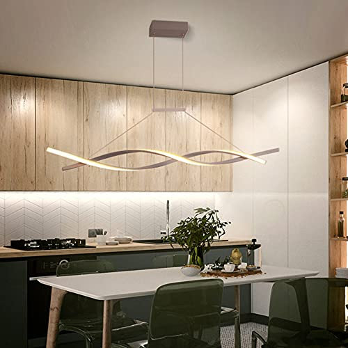 Modern LED Pendelleuchte Dimmbar Küchenlampe Hängend Lampe Esstisch Esszimmerlampe Hängelampe Wohnzimmer Tisch Höhenverstellbar Hängeleuchte mit Fernbedienung für Büro Bar Leuchten (Grau, L100cm)