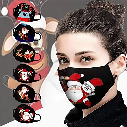 Niedliche Paare_Masken für Weihnachten, Baumwolle, waschbar, wiederverwendbar, verstellbare Ohrschlaufen, 6 Stück