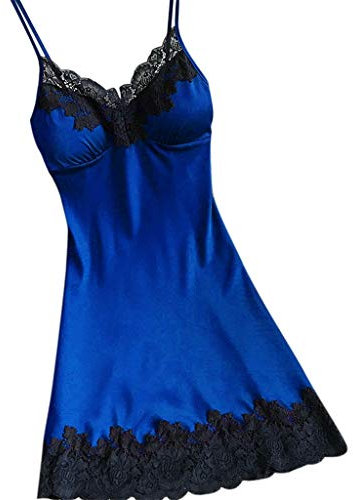 LAOSU Robe Femme Sexy Pyjama Mode Erothique Coquine sous Vetements Bretelles Dentelle Sensuelle Col V Temptation Satin Nuit Nuisette Féminin sans Manches Hot Ouverte Chic Lingerie Pas Cher