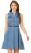 Allegra K Damen Jeanskleid Ärmellos Henley V-Ausschnitt Gürtel Denim Minikleid Kleid Blau XS