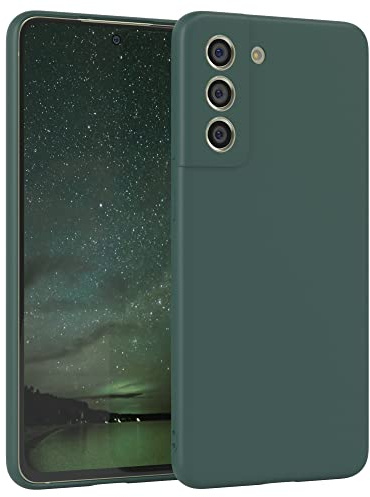 EAZY CASE - Silikonhülle für Galaxy S21 FE 5G Hülle Silikon Case Grün weich stoßfeste Handyhülle Schutzhülle mit Kameraschutz Dünn Premium Schutz Cover TPU Phone Bumper in Piniengrün Matt