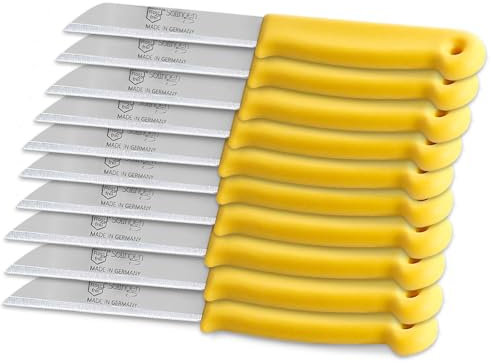 InstrumenteNrw Couteaux à légumes Solinger, lot de 10 Fabriqués en Allemagne avec une lame tranchante et précise pour couper les fruits et légumes (Long-Dentelée)