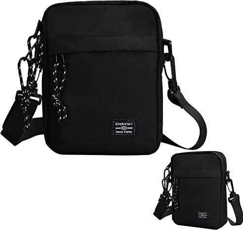 Xzeemo Kleine Umhängetasche für Herren, 19 * 13.5 * 4.5CM Crossbody Tasche, Umhängen Messenger Bag, Herren Diebstahlsichere Brusttasche, Herren Schultertaschen, Mini Bauchtasche, Schwarz